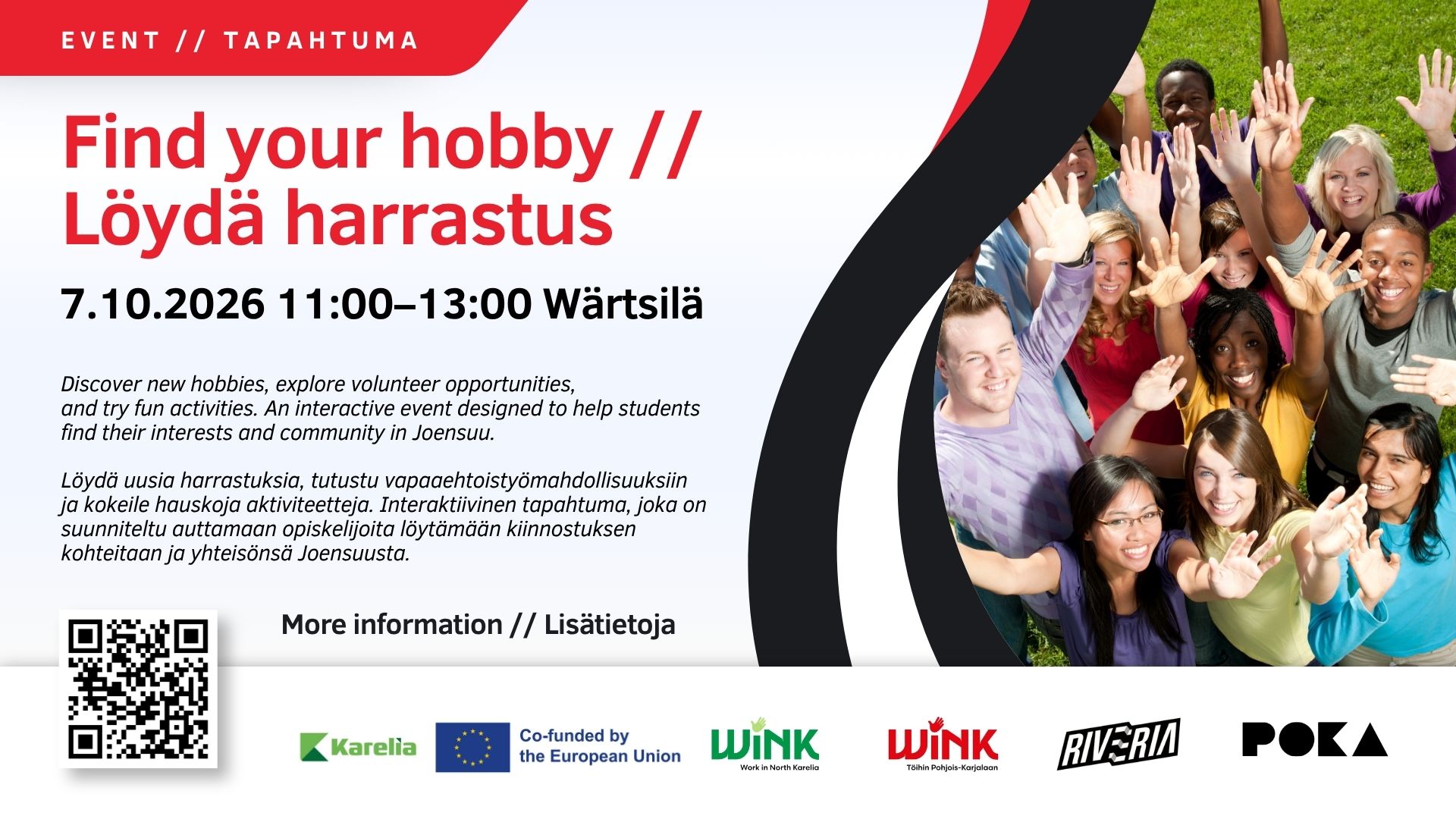 Find your hobby event 7.10.2026 // Löydä harrastus -tapahtuma 7.10.2026